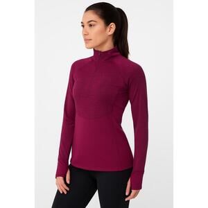 Reebok Pullover Womens Size Small Burgundy Athletic Quarter Zip Long Sleeve Spor